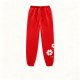 Women's Red Sweatpants with White Daisy Print