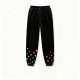 Women's Black Sweatpants with Colorful Polka Dot Cuff Accents