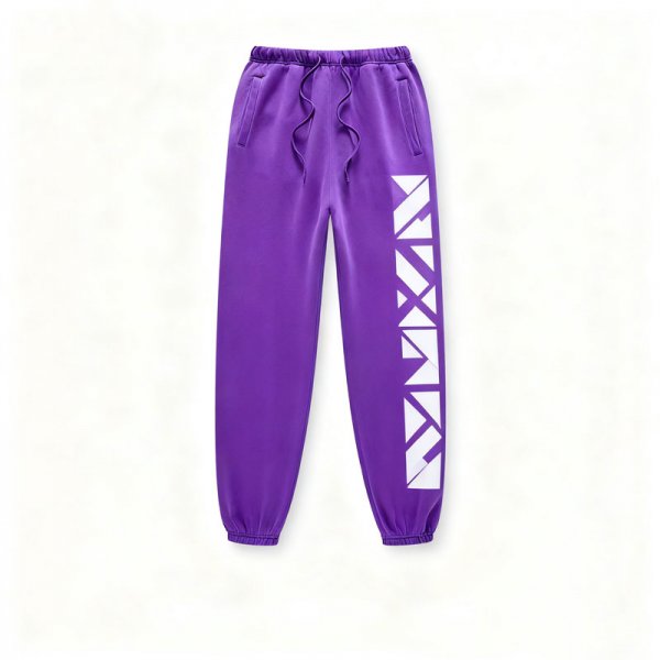 Women's Purple Sweatpants with White Geometric Print
