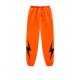 Women's Orange Sweatpants with Black Lightning Print