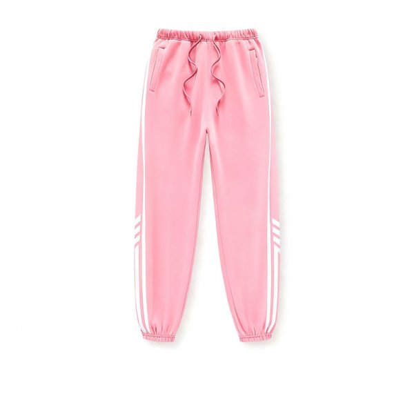 Women's Pink Casual Sweatpants with White Stripe Detail