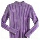 Women's Purple Ribbed Turtleneck Sweater with Heart Print & Stripe Detail